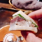 祇園ろはん - 〆鯖の〆具合と沢庵のほのかな甘み～自家製マヨ 　の脂感がありそうで無い旨さ♡