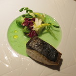 eclat - 前菜 :  萩 直送のサワラ、すだちソース