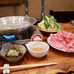 はま - 20171129黒豚と京野菜しゃぶしゃぶ定食ダブル