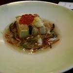 茶屋膳(5,000円)先付…蟹味噌豆腐〜蟹あんかけ〜