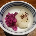 熊の焼鳥106 - 箸休め　柴漬けと大根おろし