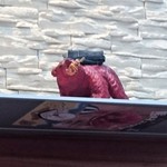 熊の焼鳥106 - 焼鳥を咥えて､炭を背負った熊