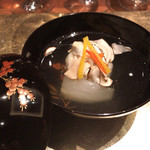 白金台こばやし - 帆立貝の真丈、松茸、蕪、柚子、人参