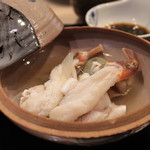 味あら井 - 虎河豚五匹唇の出汁でとったクエ鍋&松葉蟹のしゃぶしゃぶ
