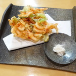 鮨松榮 - 桜海老と九条葱のかき揚げ
