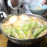 すき焼･鍋物 なべや - 鶏ミンチ鍋出来上がりー！(手元が定まっておりません。)