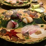 Rinku - お造り(ほたて、石鯛、シマアジ、しめ鯖)