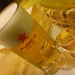 玉之湯 - 食前酒と生ビール