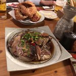 やますい - 鳥の唐揚げと鯛の兜煮