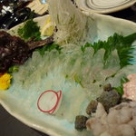 鮮菜活粋 河野 - おこぜのお造り。魚を熟知した店主は肝や皮まで出してくれました。