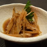 鮮菜活粋 河野 - 付きだし。イワシ？の生姜煮。教えてもらったけど忘れた。