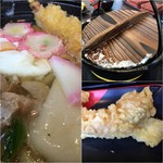 伊予製麺 - 鍋焼きうどん690円＋いか天110円＋かぼちゃ天110円