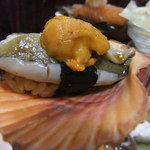 弘寿司 - 鮑、ウニ乗せ