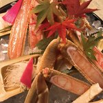 旅館大橋 - 割鮮 蟹刺し あしらい一式アップ