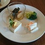 季節をたべる食卓　numar - かぼちゃ煮物、豆腐煮物、ブロッコリー煮物、べったら漬け