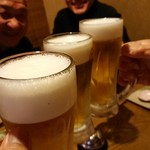 人にやさしく - 先ずは生ビールで乾杯❕((o(^∇^)o))