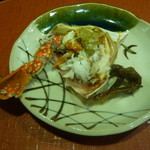 千松しま - 先付（剥かれた渡り蟹とハゼの佃煮）