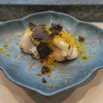 寿司栄 - 29年12月　焼き白子　ブランデー漬け唐墨、トリュフ