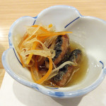 阿波座 なが友 - 小鉢/鯵と湯葉なめろう丼にセット(2017.11月中旬)