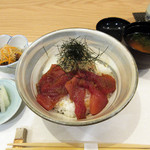 阿波座 なが友 - ランチ限定/鯵と湯葉なめろうと漬け鮪丼1600円(2017.11月中旬)
