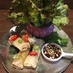 Saigon style fried pork spring rolls ~ served with fresh vegetables ~