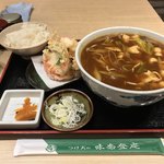 味奈登庵 - カレー南蛮そば大盛り＋かき揚げ天ぷら＋ごはん♡