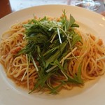 トラットリア・イタリア - 小海老と水菜のガーリックオイル
