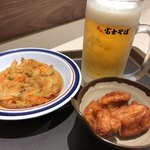 名代 富士そば - 生ビール&かき揚げ&唐揚げ