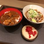 名代 富士そば - 朝セット 半カレー&小かけ蕎麦