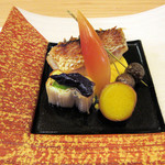 阿波座 なが友 - 6.焼物:白甘鯛 群馬下仁田ネギの田楽 ムカゴ 丸十/下にオランデーズソースで