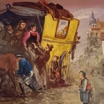 Zur Post - 店内の絵　馬車が走っていた頃のお店(右側)