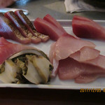 ななにん - 上がねこやさんの神のモンガツオ
      下があなご貝  はがつお  鶴見のブリ