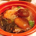 出雲・玉造温泉 佳翠苑 皆美 - 小鍋 　出雲恵比寿　大黒　縁起仕立て 　十六島岩海苔 　鯛、海老餅、野菜いろいろ