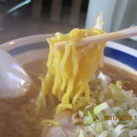 らぁ麺屋 大明神 - スープは熱いです 中太麺