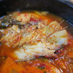 햇살 숯불 고갈비 쭈꾸미 - コドゥンオムジョリム（고등어 무조림）。鯖と大根の辛い煮付けの定食（6000ウォン）