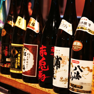 对精选的日本酒和烧酒很满意。