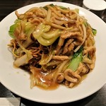 中国料理 天慶 - 細切り豚肉と白菜・青梗菜のあんかけかた焼きそば