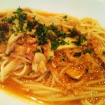 イタリア料理店 アミーチ - ポルチーニ茸と角切りベーコンとtonnoのボスカイオーラ