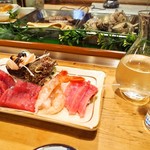 Hidesushi - お造り盛り合わせ ＆ 田酒 特別純米