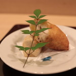 安久 - 鱈白子と銀杏、帆立の春巻き、海老芋揚げ