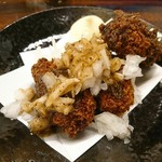 拉麺一匠 DEAD OR ALIVE - カキフライにぼタレ玉ねぎ乗せ