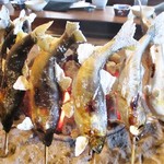 柳家 - 卵をいっぱい抱えた 馬瀬川の子持鮎。この大きさは素晴らしいです。