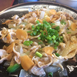おふくろ亭 - 白ホル定食 ニンニク醤油 飯大 温泉玉子 500円