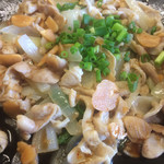 おふくろ亭 - 白ホル定食 ニンニク醤油 飯大 温泉玉子 500円