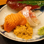 旬席 鈴江 - 南淡路さんの赤貝、鯛、雲丹