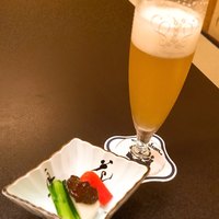 人形町今半 銀座店 - 先付、ビールは白穂乃香
