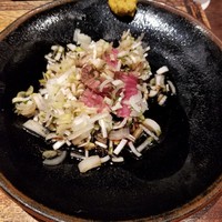 鳥茂 - シャトーブリアンステーキ ねぎと酢醤油をかけて