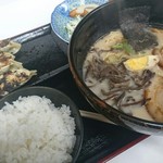 らーめん みやこ - ラーメン定食 ￥850- ちょっと餃子焦げてます（笑）