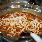 ホルモン鍋 スタジアム - 2017.12 ホルモン鍋 追加 うどん（150円）きしめん（裏メニュー）