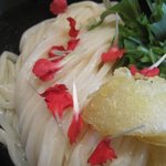 東京うどん 一将 - 糧盛りうどん/母の日バージョン（カーネーションがけ）